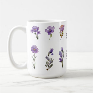 紫の水彩画の野の花 コーヒーマグカップ