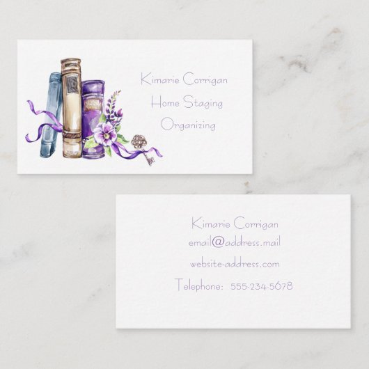 紫の水彩絵本 名刺 (正面/裏面)