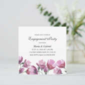 紫の水彩花フローラ婚約パーティ 招待状 (スタンド正面)