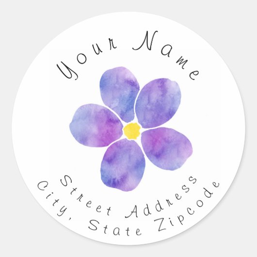 「紫の水彩花2」住所 シール (正面)