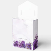 紫の水彩菊のウェディング フェイバーボックス (見開き)