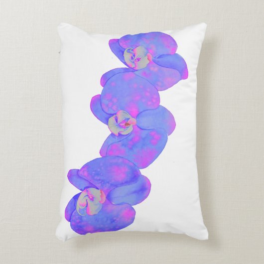 紫の水彩蘭絵画の熱帯花 アクセントクッション (正面(垂直))