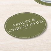 紫の水彩野花結婚の ラウンドペーパーコースター (アングル)