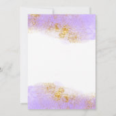 紫の水彩| フェイク金ゴールドバルミツワー 招待状 (裏面)