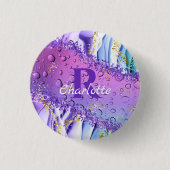 紫の水滴 |青と白グラデーション 缶バッジ (正面)