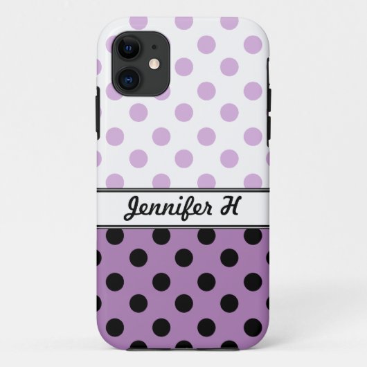 紫の水玉模様と黒のiPhone 5ケース Case-Mate iPhoneケース (裏面)
