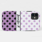 紫の水玉模様と黒のiPhone 5ケース Case-Mate iPhoneケース (裏面(横))