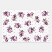 紫の水玉模様の花と母のワードアート ラッピングペーパーシート (正面)