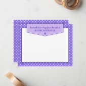 紫の水玉模様ハートを愛と抱擁で送信 ノートカード (正面/裏面インサイチュ)