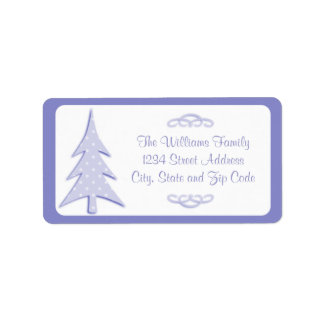 紫の水玉模様パターンクリスマスツリー ラベル