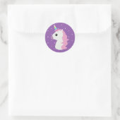 紫の水玉模様ユニコーン絵文字シール ラウンドシール (バッグ)