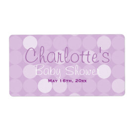 紫の水玉模様赤ちゃんシャワー水ボトルラベル ラベル