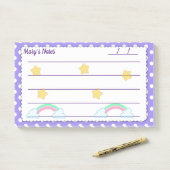 紫の水玉模様、かわいい星と虹10 x 6" ポストイット (デスク)