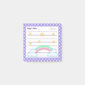 紫の水玉模様、かわいい星と虹3" x 3" ポストイット (正面)