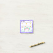 紫の水玉模様、かわいい星と虹3" x 3" ポストイット (デスク上)