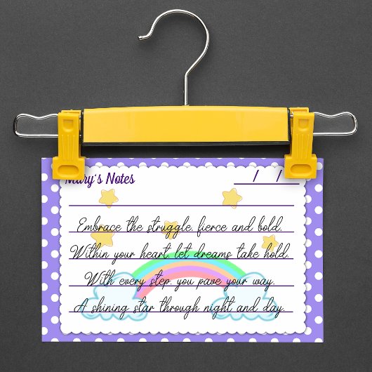 紫の水玉模様、かわいい星と虹4" x 3" ポストイット