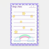 紫の水玉模様、かわいい星と虹4" x 6" ポストイット (正面)