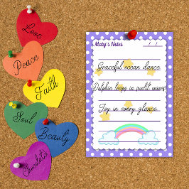 紫の水玉模様、かわいい星と虹4" x 6" ポストイット