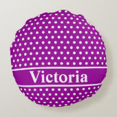 紫の水玉模様 ラウンドクッション (裏面)