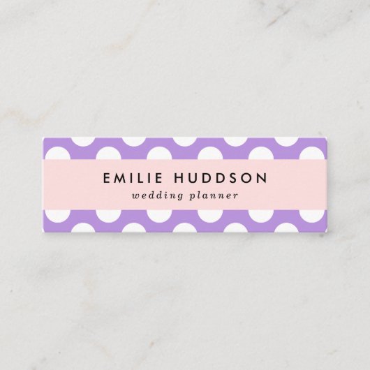 紫の水玉模様、水玉模様パターン、ドット点々のある、 スキニー名刺 (正面)