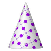 紫の水玉模様、水玉模様パターン、ドット点々のある、 パーティーハット (左)