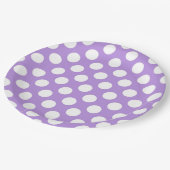 紫の水玉模様、水玉模様パターン、ドット点々のある、 ペーパープレート (アングル)