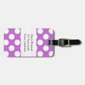 紫の水玉模様、水玉模様パターン、モノグラム ラゲッジタグ (正面横)