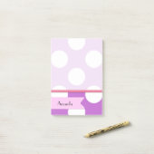 紫の水玉模様、水玉模様パターン、名前 ポストイット (デスク上)