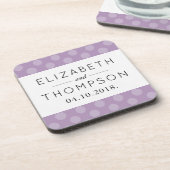 紫の水玉模様、水玉模様パター結婚ン、 コースター (左側)