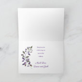 紫の水結婚彩ラベンダーサンキューカード カード (内部)