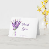 紫の水結婚彩ラベンダーサンキューカード カード (黄色い花)
