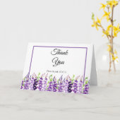 紫の水結婚彩ラベンダーサンキューカード カード (黄色い花)