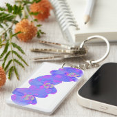 紫の水色のオーキッド絵画ズ キーホルダー (正面右)