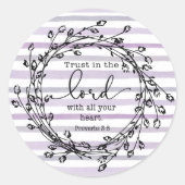 紫の水色のストライプが主を信頼 ラウンドシール (正面)