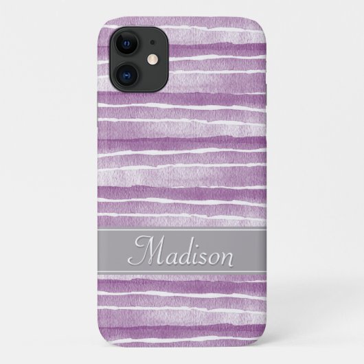 紫の水色のパタストライプーン Case-Mate iPhoneケース (裏面)