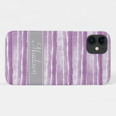 紫の水色のパタストライプーン Case-Mate iPhoneケース (裏面(横))
