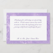 紫の水色のヴィオレ結婚ス サンキューカード (裏面)