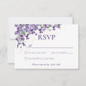 紫の水色のヴィオレ結婚ス 出欠カード (正面)