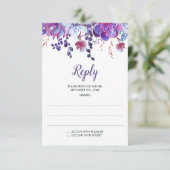 紫の水色の多肉汁結婚の返信カード 出欠カード (スタンド正面)