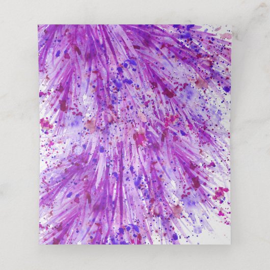 紫の水色の草のスプラッシュ結婚の座席表 プレイスカード (内部開封)