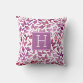 紫の水色の蝶モノグラムの クッション (正面)