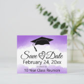 紫の水色クラス懇親会日付の保存 ポストカード (スタンド正面)