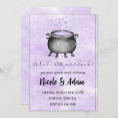 紫の水色ハロウィーンジェンダーの明け 招待状 (正面/裏面)