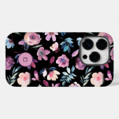 紫の水色フローラ(モノグラム) Case-Mate iPhoneケース (裏面 (横))