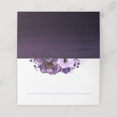 紫の水色モダン王室の結婚の花 プレイスカード (外部開封)