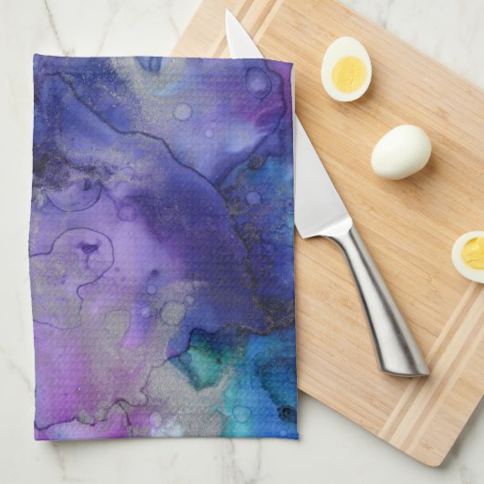 紫の水色 キッチンタオル (四つ折り)