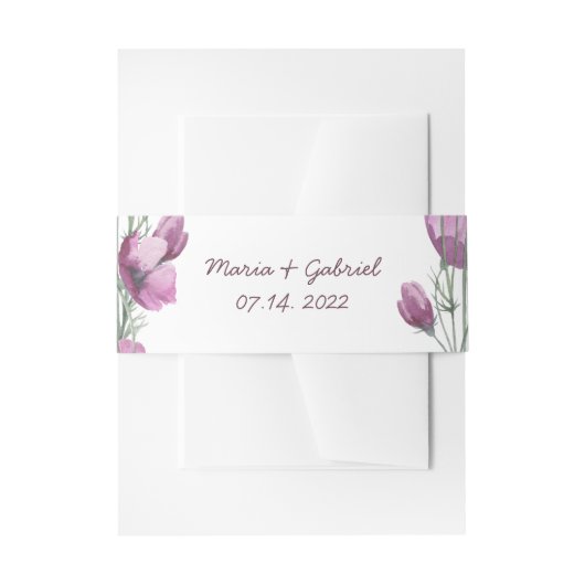 紫の水色。フローラ結婚ズベリーバンド 招待状ベリーバンド (正面例)