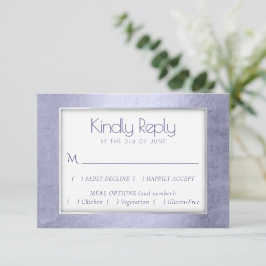 紫の水色 | Lavender Violet Entree Choice 出欠カード (スタンド正面)