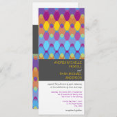 紫の波の幾何パモダンタモダンーン 招待状 (正面/裏面)