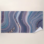 紫の波状大理石 ビーチタオル (正面)